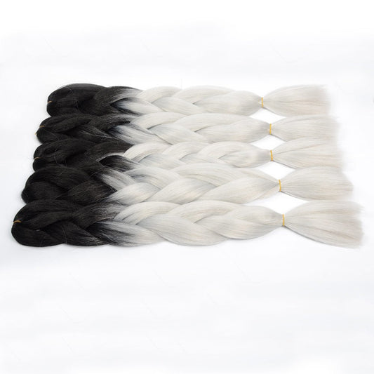 VCKOVCKO Ombre Jumbo Braiding For Crochet Braids Jumbo Box Braiding Hair 24",5 Bundles/Lot,Black-White