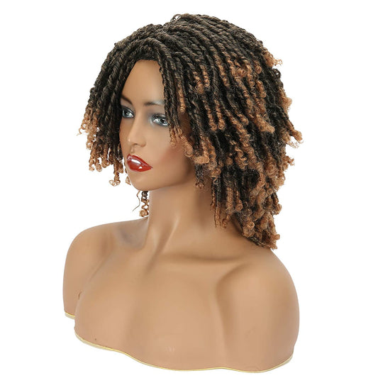 VCKOVCKO Dreadlock Afro Short Curly Twist Braid Wig 6"(Color:T1B/27#)