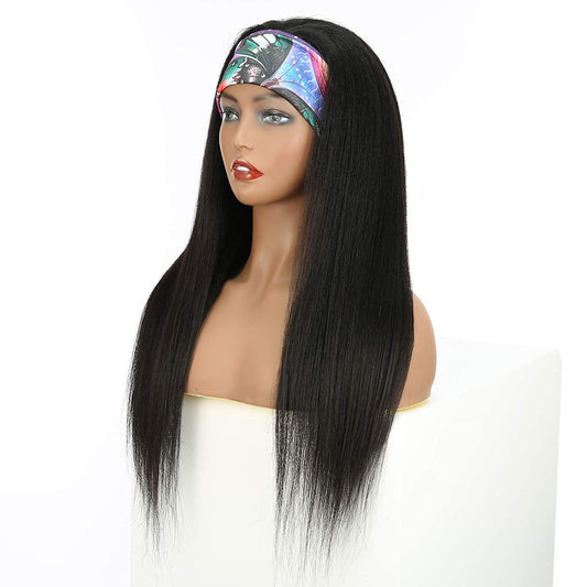 VCKOVCKO HeadBand Kinky Straight Mixed Human Hair Wig Yaki Straight 22"
