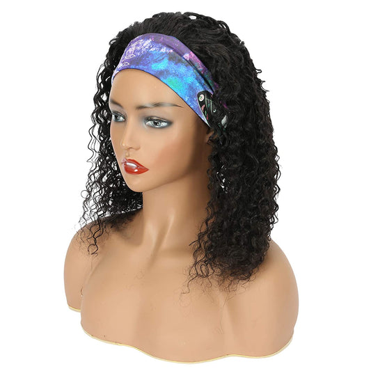 VCKOVCKO HeadBand Kinky Curly Mixed Human Hair Wig None Lace Front Wigs 18''