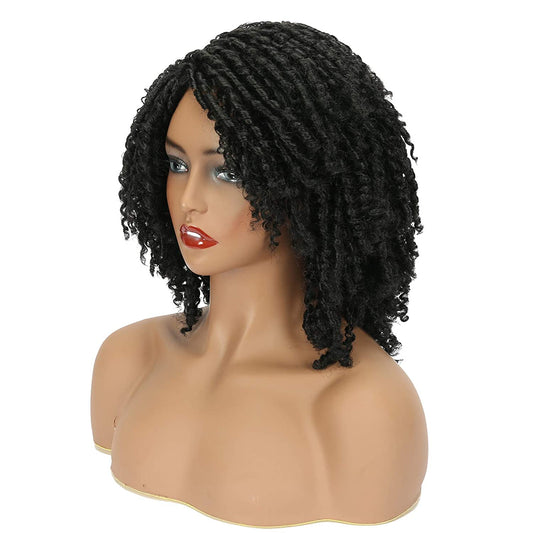 VCKOVCKO Dreadlock Afro Short Curly Twist Braid Wig 6"(Color:1B#)