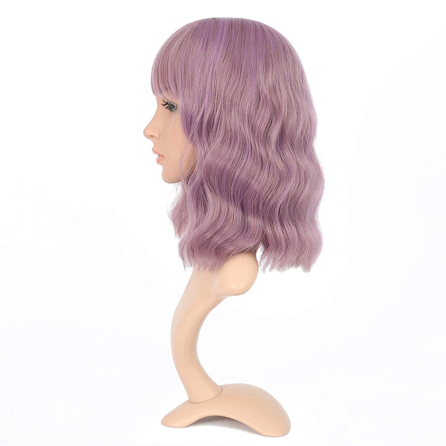 VCKOVCKO Natural Wavy Wig With Air Bangs 12"(Mix Purple)