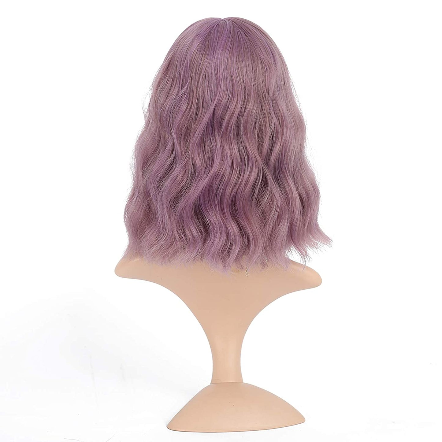 VCKOVCKO Natural Wavy Wig With Air Bangs 12"(Mix Purple)
