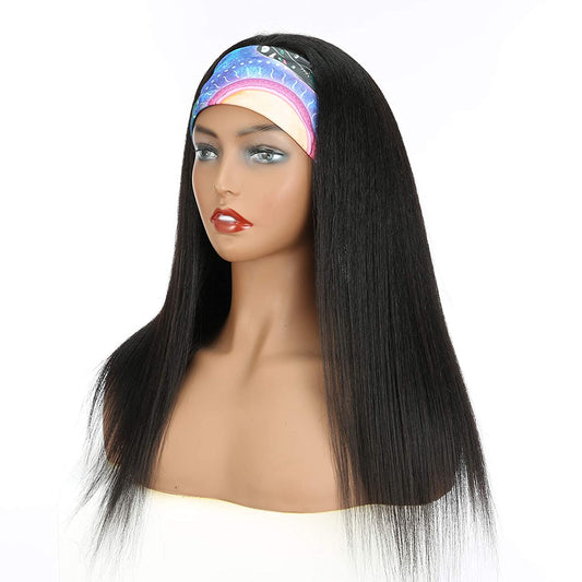 VCKOVCKO HeadBand Kinky Straight Mixed Human Hair Wig Yaki Straight 18"