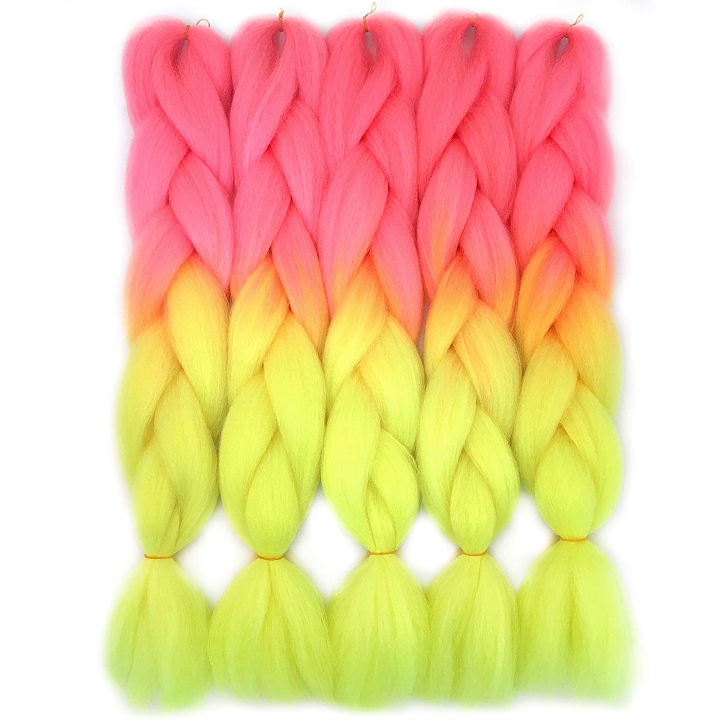 5 packs of Green yellow ombré braiding hair *NWT* Amazon.com : Herina Neon Green Braiding Hair Extensions  main image 3