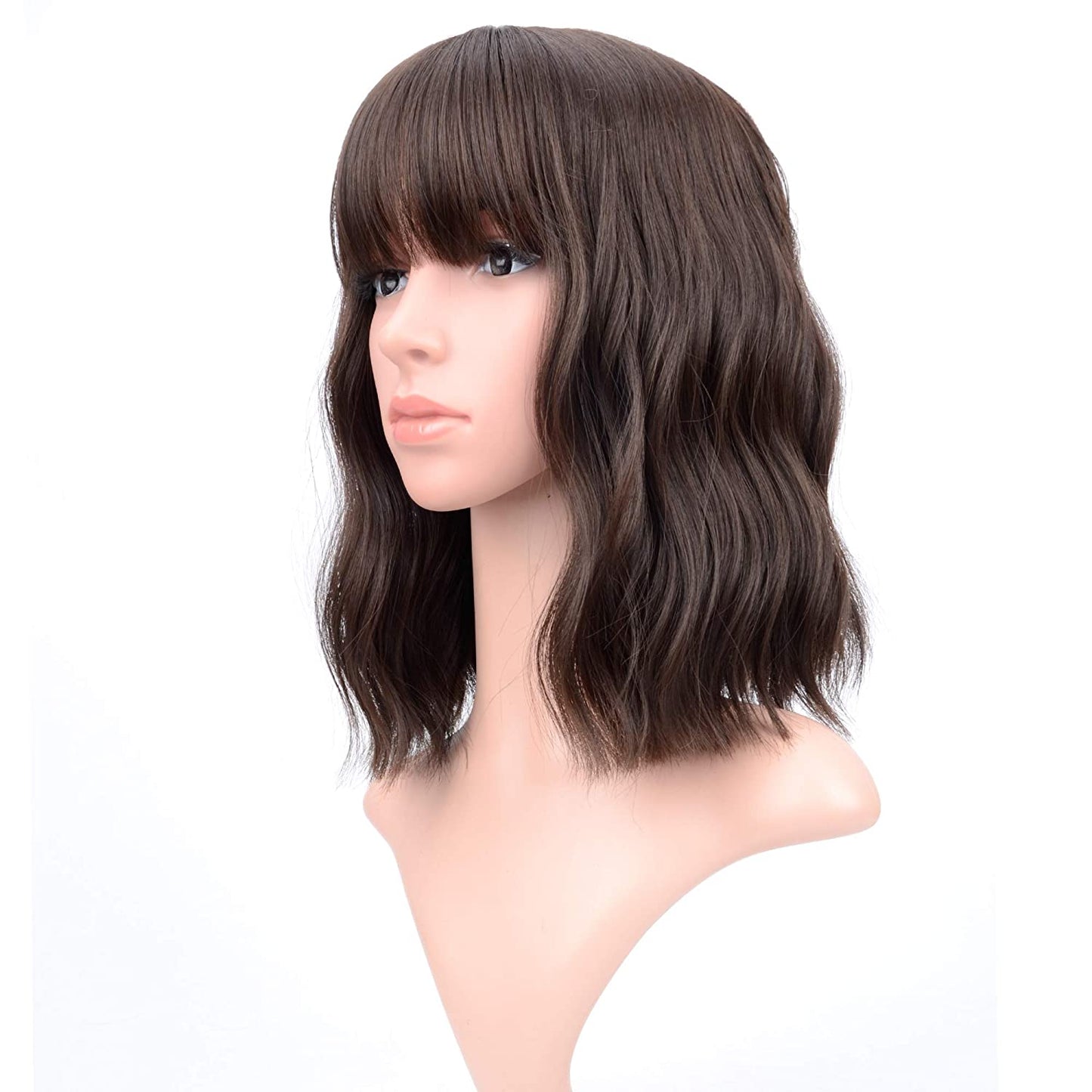 VCKOVCKO Natural Wavy Wig With Air Bangs 12"(Mix Blonde)
