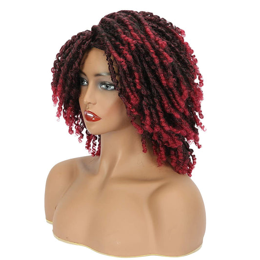VCKOVCKO Dreadlock Afro Short Curly Twist Braid Wig 6"(Color:T1B/BURG#)