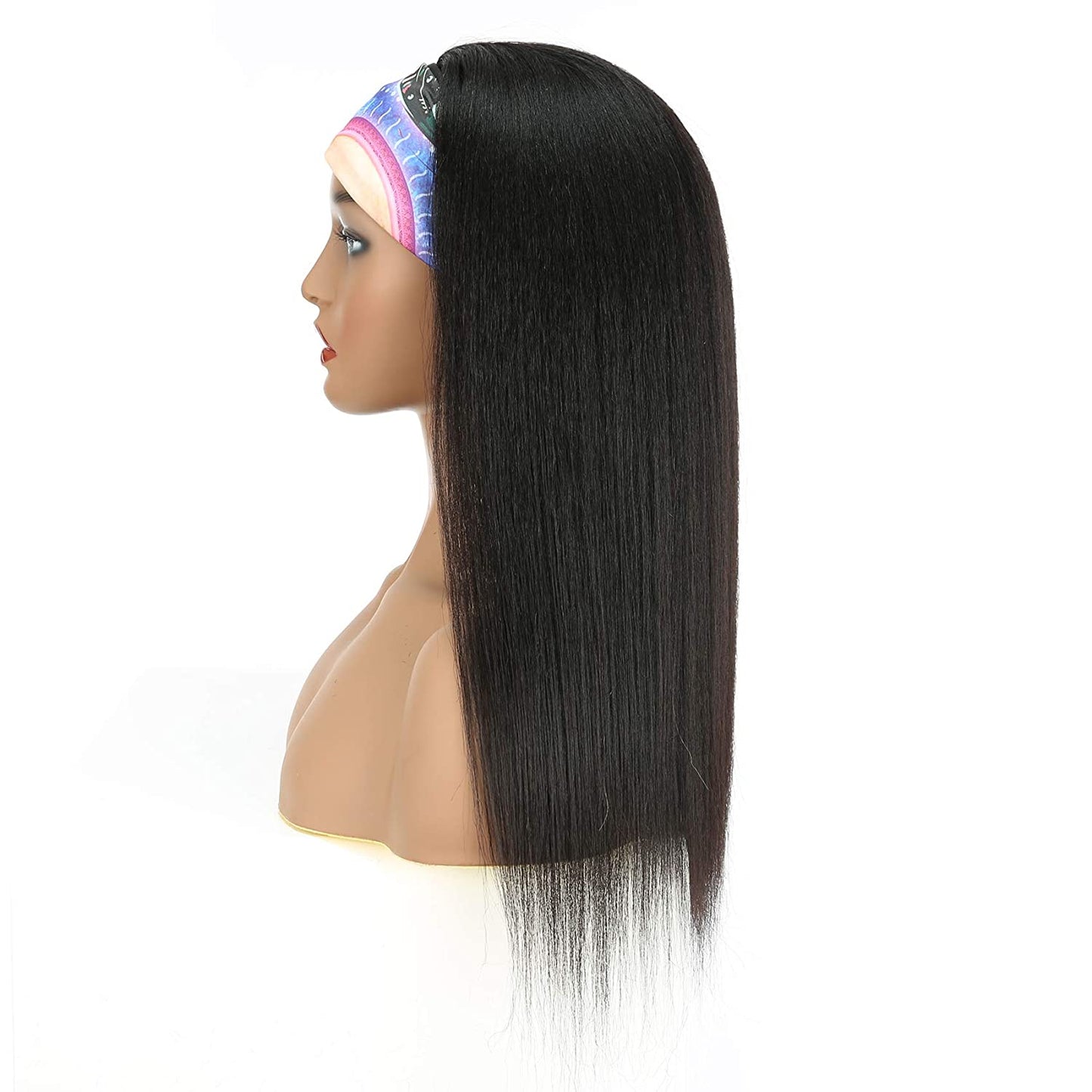 VCKOVCKO HeadBand Kinky Straight Mixed Human Hair Wig Yaki Straight 18"