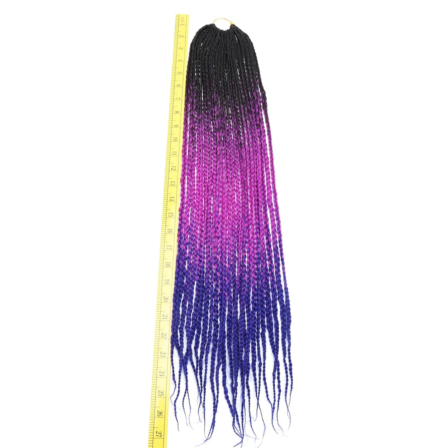 VCKOVCKO Box Braids Crochet Hair Extensions Ombre Senegalese Twist Kanekalon Synthetic 3S For Black Women 22 Strands/Bundle 6 Bundles/Lot (24", Black-Purple-Dark Blue)