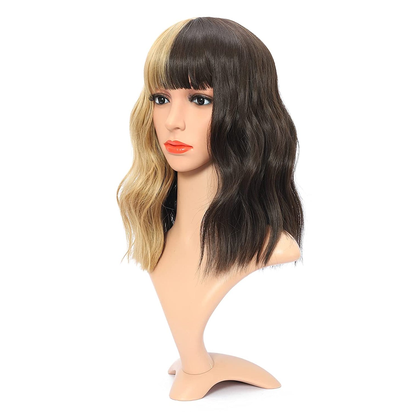 VCKOVCKO Natural Wavy Wig With Air Bangs 12"(Black)