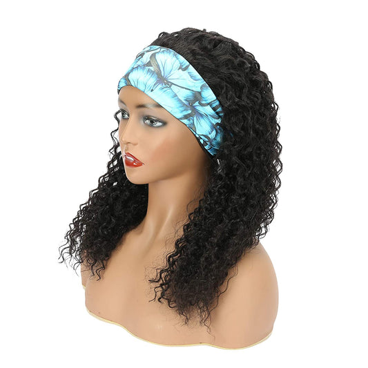 VCKOVCKO HeadBand Kinky Curly Mixed Human Hair Wig None Lace Front Wigs 20"