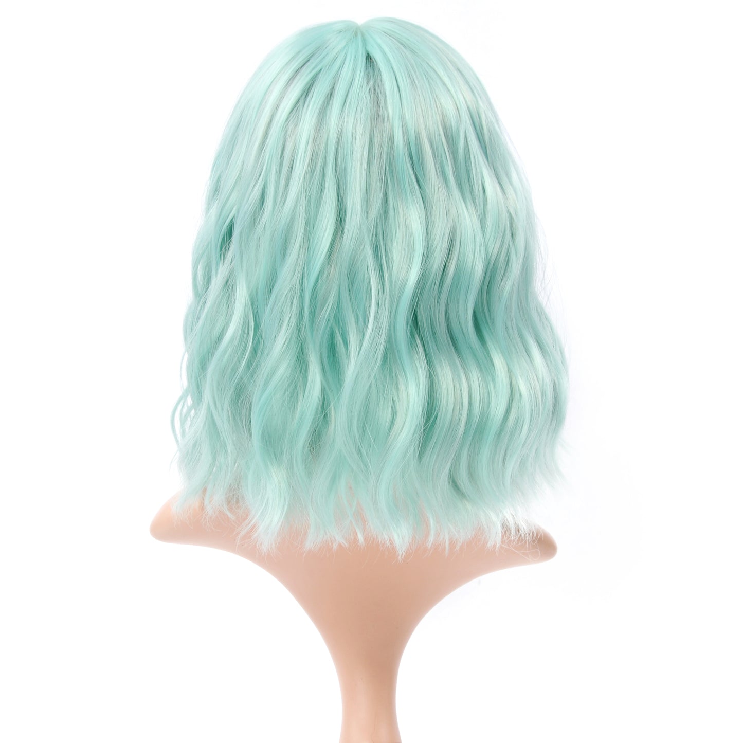 VCKOVCKO Natural Wavy Wig With Air Bangs 12"(Light Green)