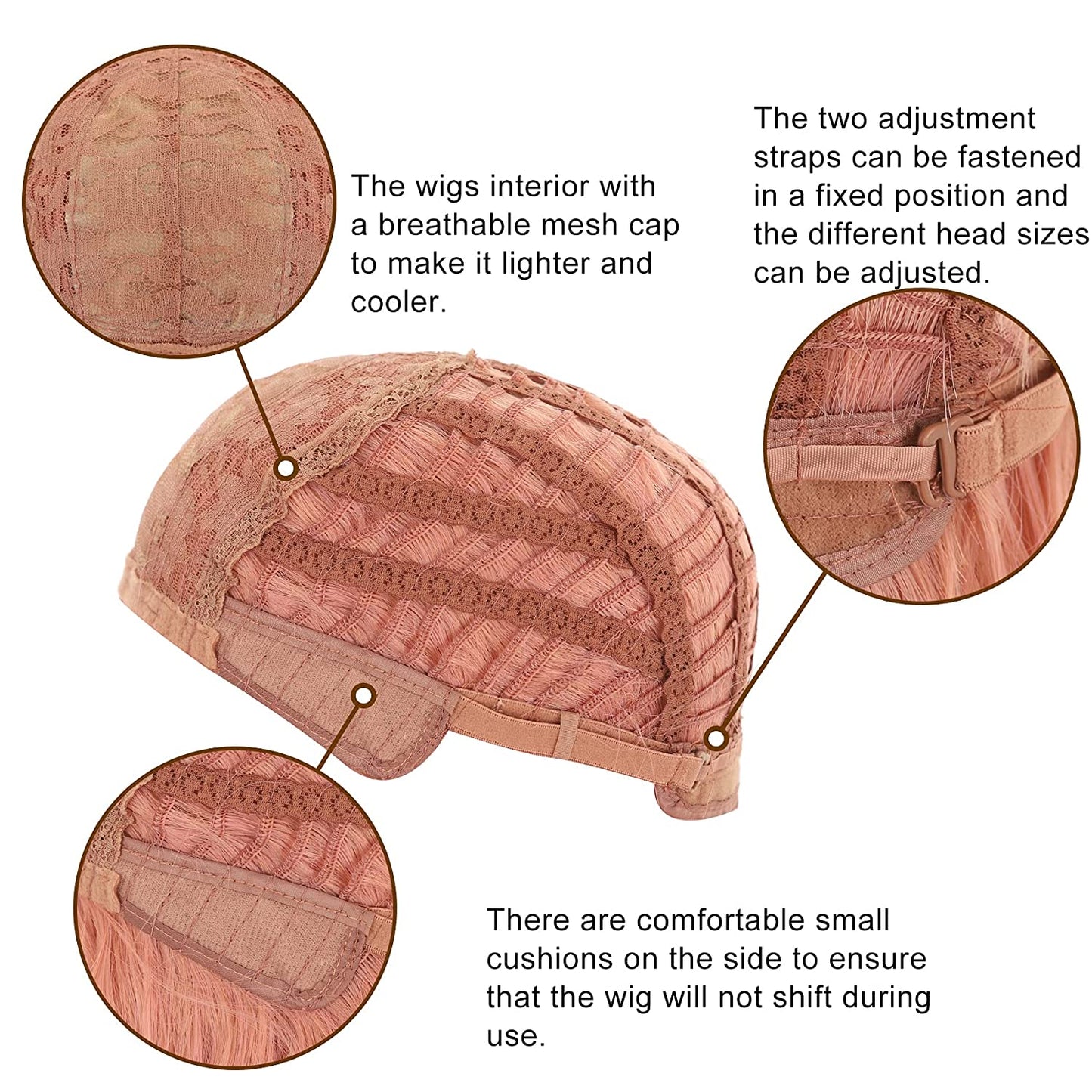 VCKOVCKO Natural Wavy Wig With Air Bangs 12"(Light Orange)