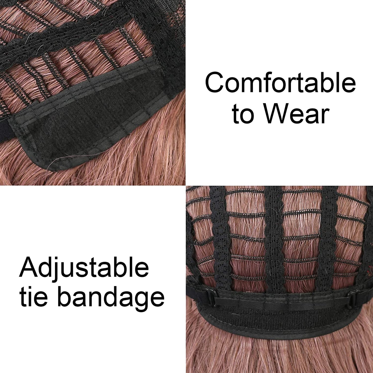 VCKOVCKO Natural Wavy Wig With Air Bangs 12"(Thin Rattan)