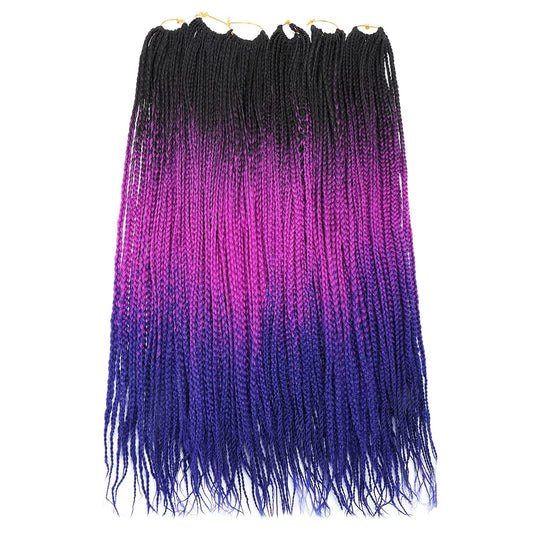 VCKOVCKO Box Braids Crochet Hair Extensions Ombre Senegalese Twist Kanekalon Synthetic 3S For Black Women 22 Strands/Bundle 6 Bundles/Lot (24", Black-Purple-Dark Blue)