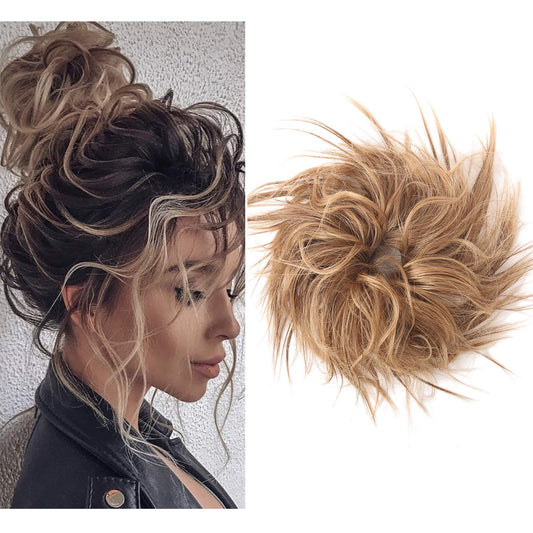 VCKOVCKO Tousled Messy Bun Hair Piece Hair Bun Extension Synthetic Chigo Ponytail With Elastic Rubber Band Updo Scrunchies Ponytail for Women (12/24#)