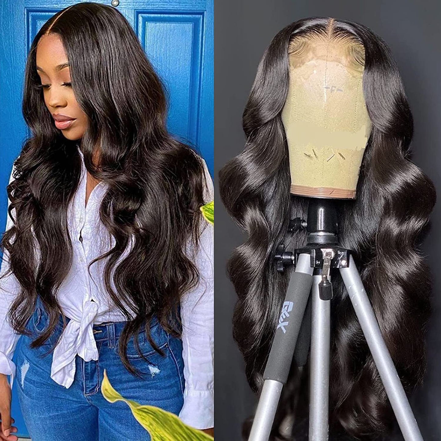 TELLBEEN Body Wave 4x4 Lace Front Wigs 100% Virgin Human Hair Wigs 150% Density