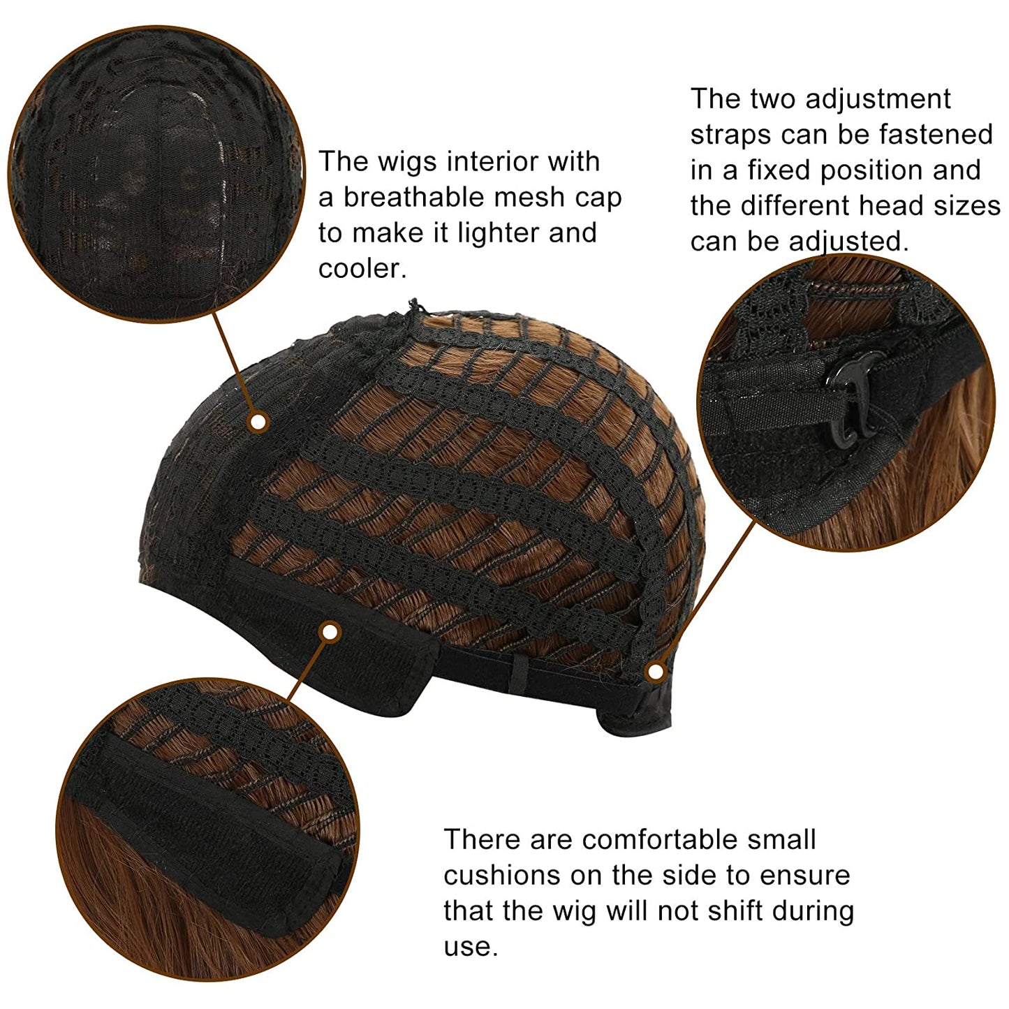 VCKOVCKO Long Loose Curly Wavy Wig With Air Bangs(26",Brown)