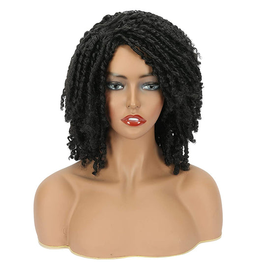 VCKOVCKO Dreadlock Afro Short Curly Twist Braid Wig 6"(Color:1B#)