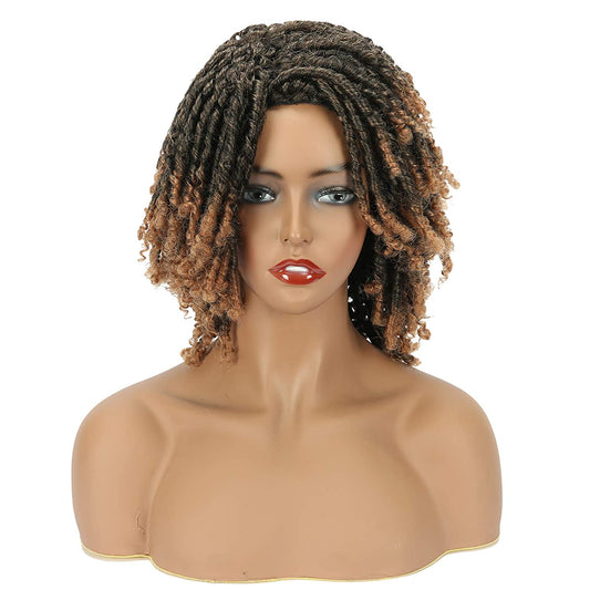VCKOVCKO Dreadlock Afro Short Curly Twist Braid Wig 6"(Color:T1B/27#)