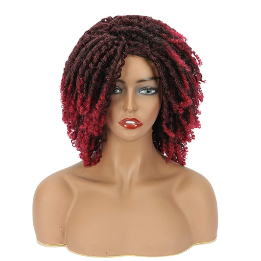 VCKOVCKO Dreadlock Afro Short Curly Twist Braid Wig 6"(Color:T1B/BURG#)