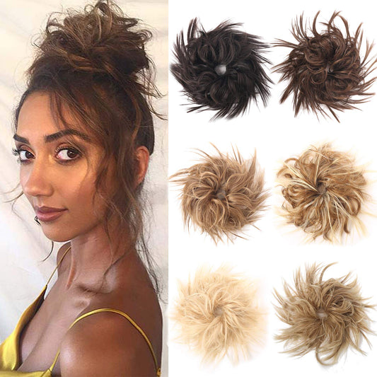 VCKOVCKO Tousled Messy Bun Hair Piece Hair Bun Extension Synthetic Chigo Ponytail With Elastic Rubber Band Updo Scrunchies Ponytail for Women (12/24#)