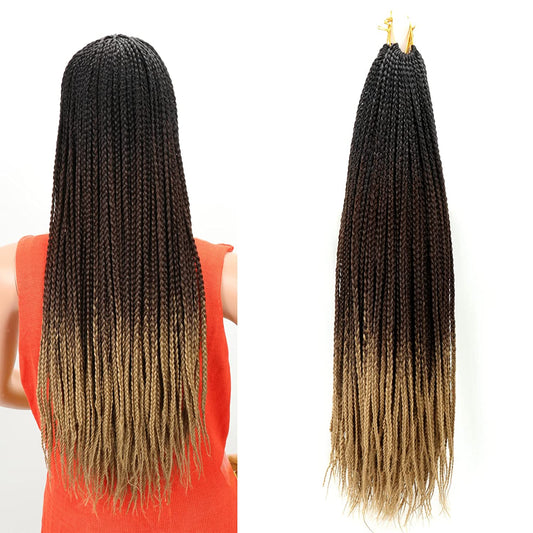 VCKOVCKO Box Braids Crochet Hair Extensions Ombre Senegalese Twist Kanekalon Synthetic 3S For Black Women 22 Strands/Bundle 6 Bundles/Lot (24", Black-Brown-Light Brown)