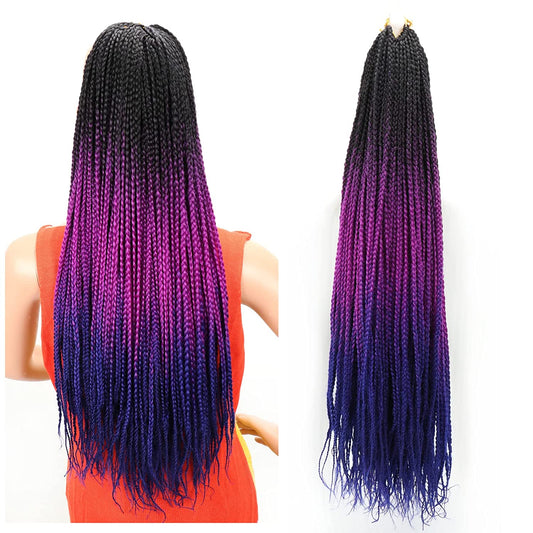 VCKOVCKO Box Braids Crochet Hair Extensions Ombre Senegalese Twist Kanekalon Synthetic 3S For Black Women 22 Strands/Bundle 6 Bundles/Lot (24", Black-Purple-Dark Blue)